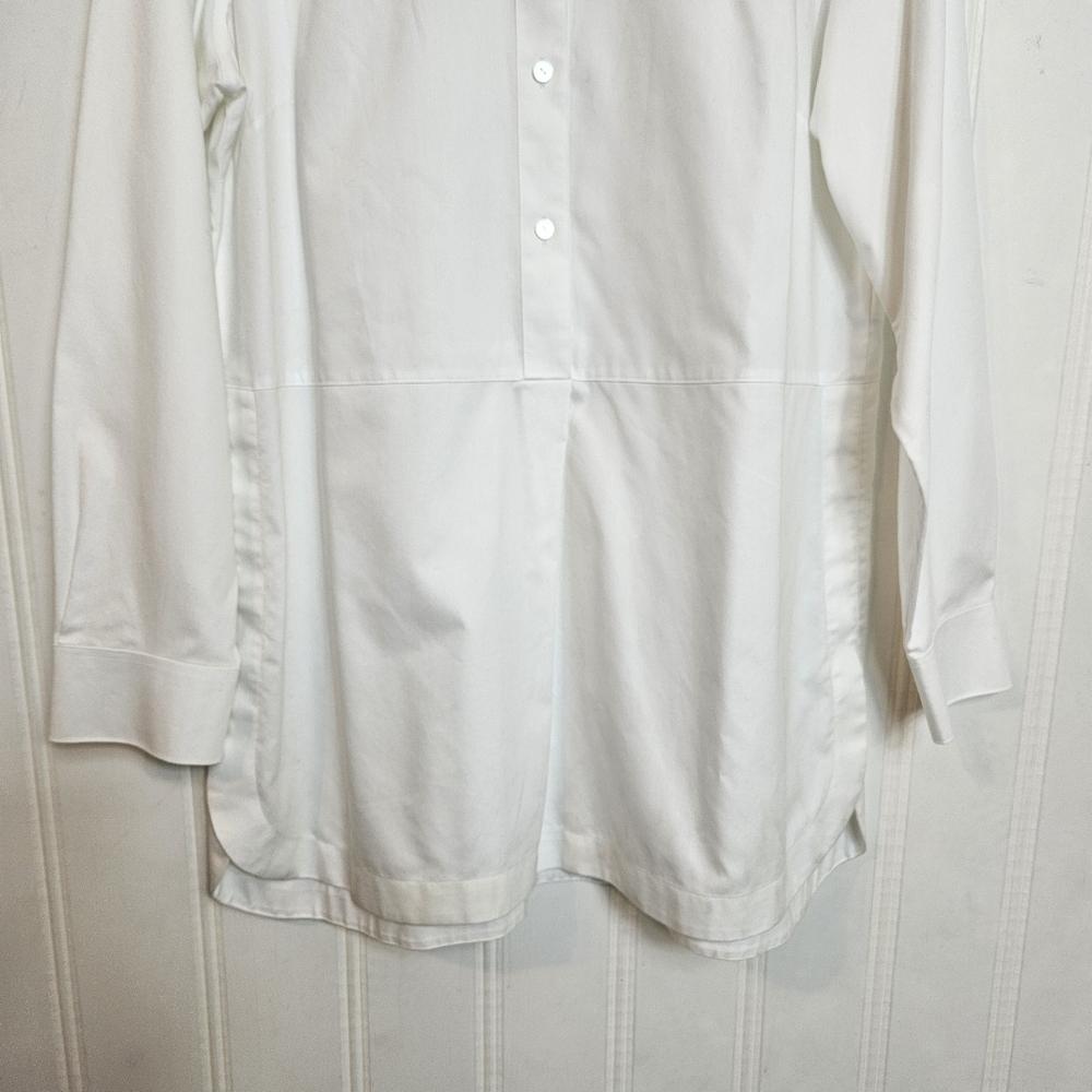 Foxcroft Top Womens Size 14 White Heritage Non-Iron Oxford Tunic Relaxed Shirt - Picture 3 of 15